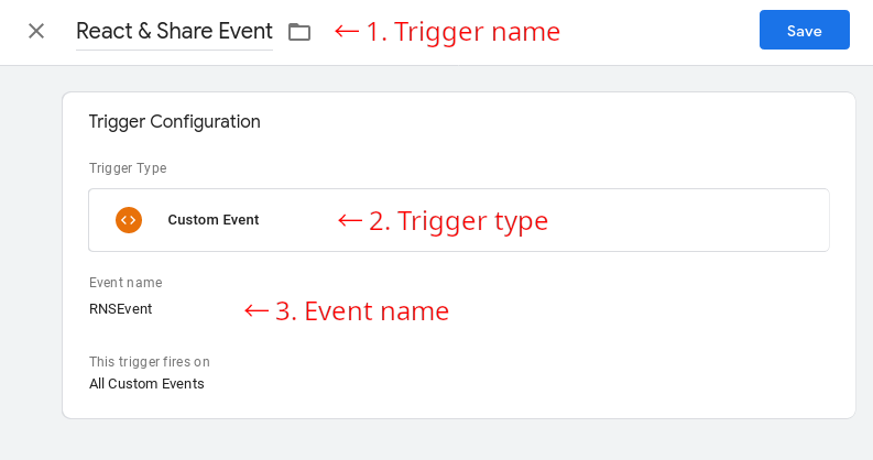 Settings for a trigger - step 2