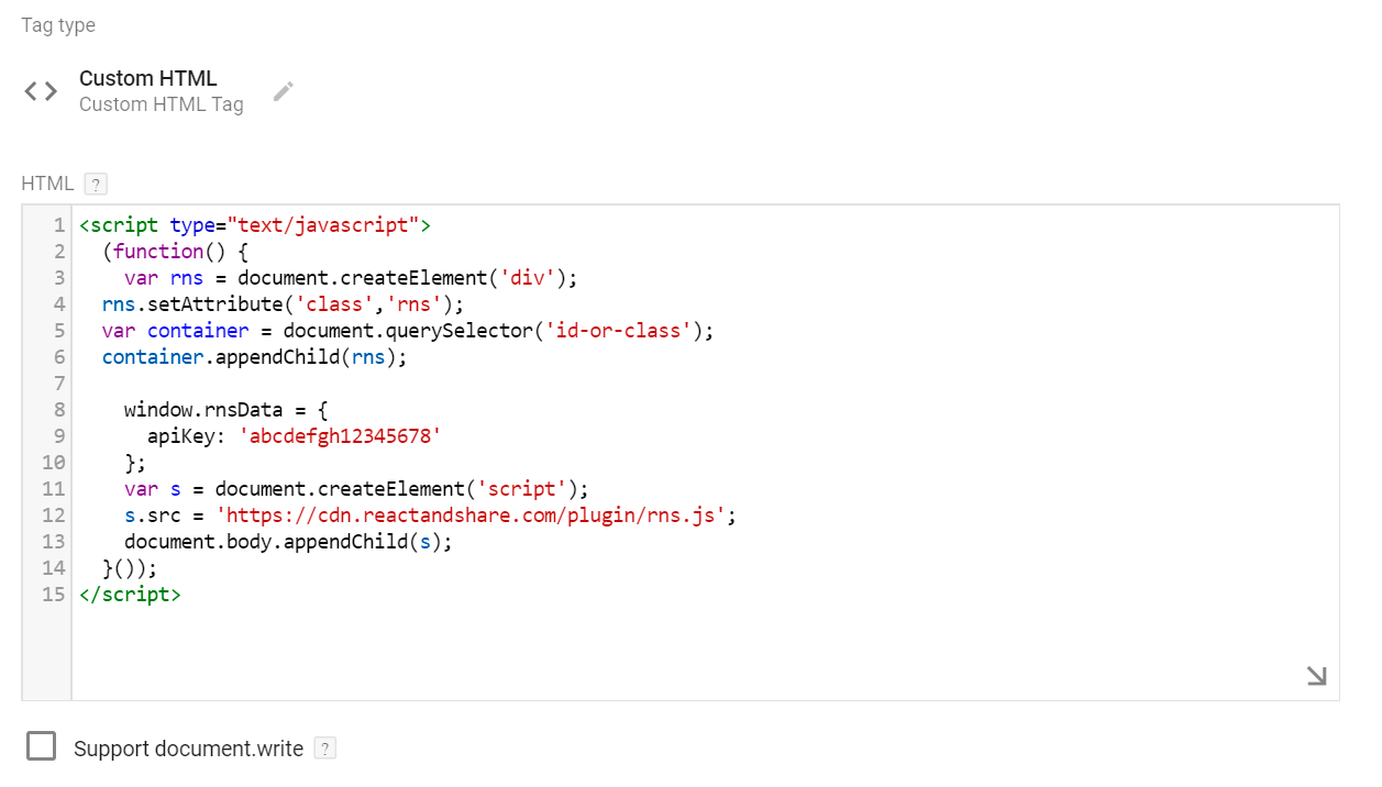Install reaction buttons with Google Tag Manager - step 4